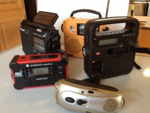 Five emergency radios
